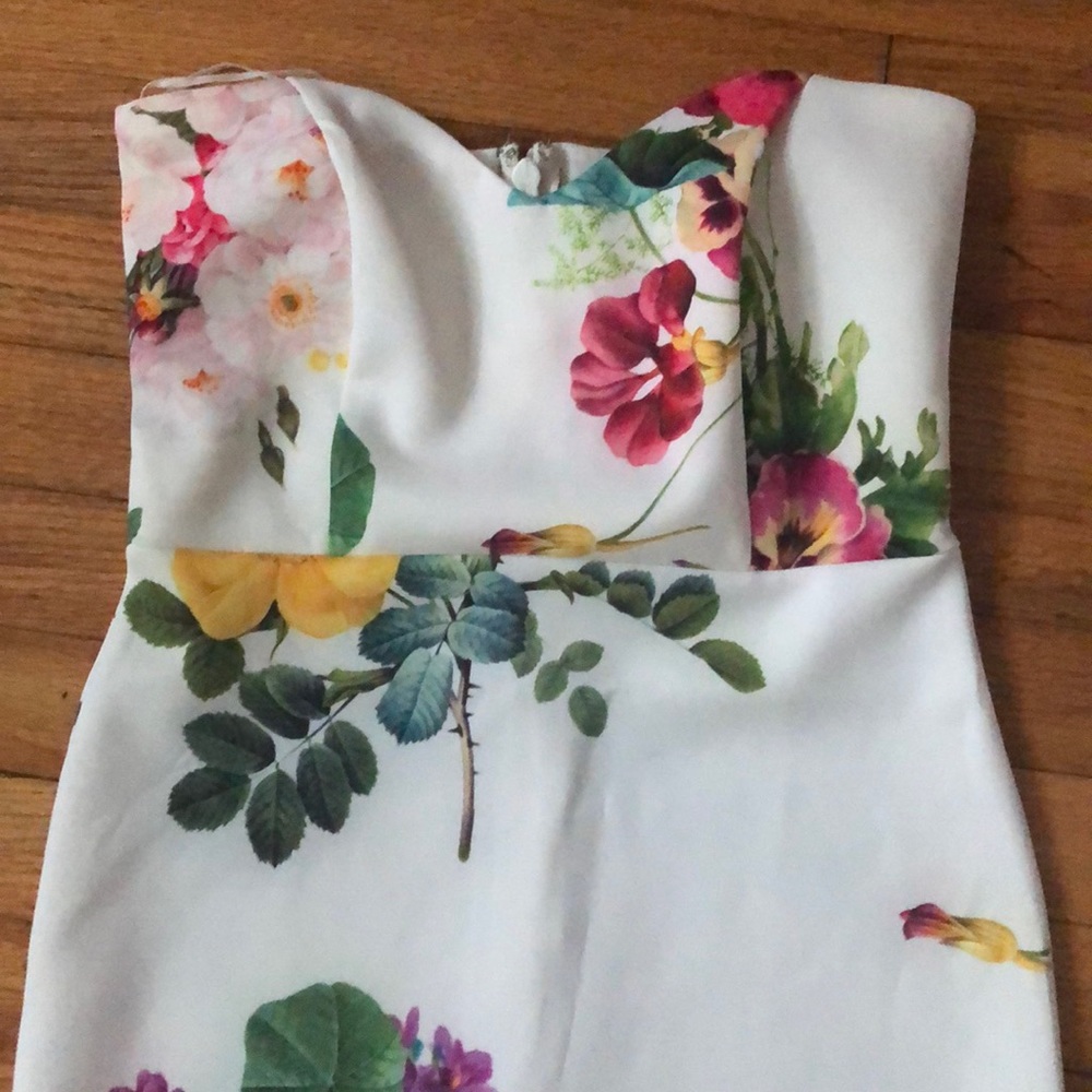 ASOS slinky floral party dress, strapless size 6